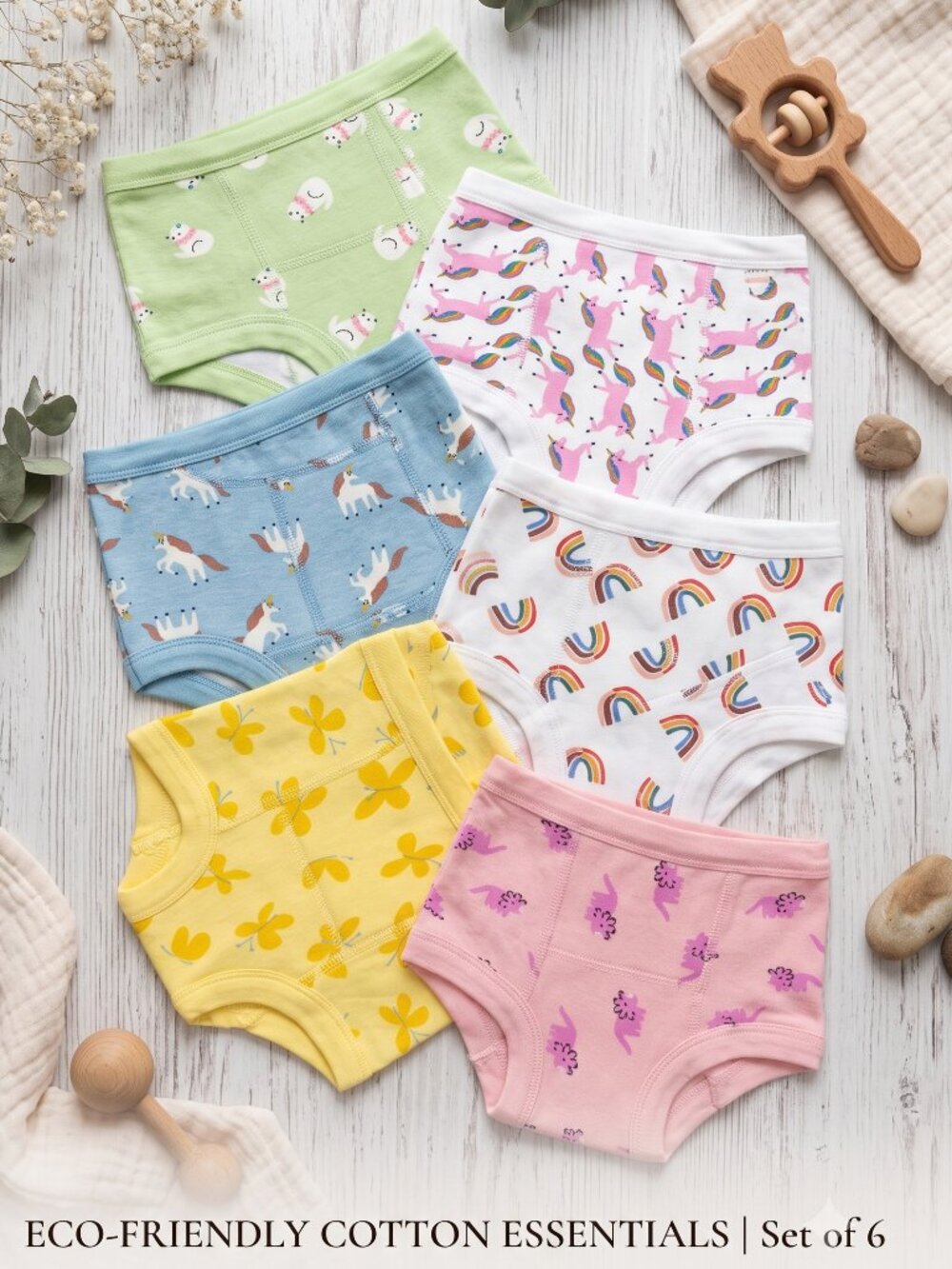 CUTENESS PACK NWT 6-Pack Toddler Girls Cotton Boxer Briefs Undies Underwear Set